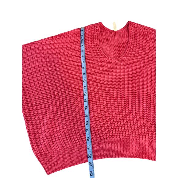 Elan Fuchsia Pink Casual Cable Knit V-Neck Relaxed Knitted Sweater One Size - Picture 11 of 11